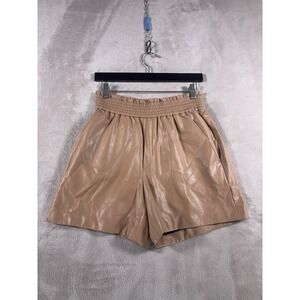 A.L.C. Kaleb‎ Vegan Leather Shorts Womens Small Tan High Rise Pull On Paper Bag